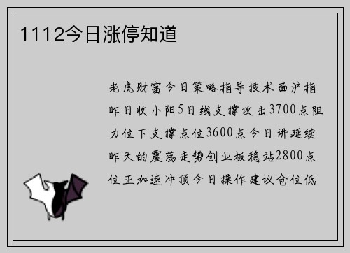 1112今日涨停知道